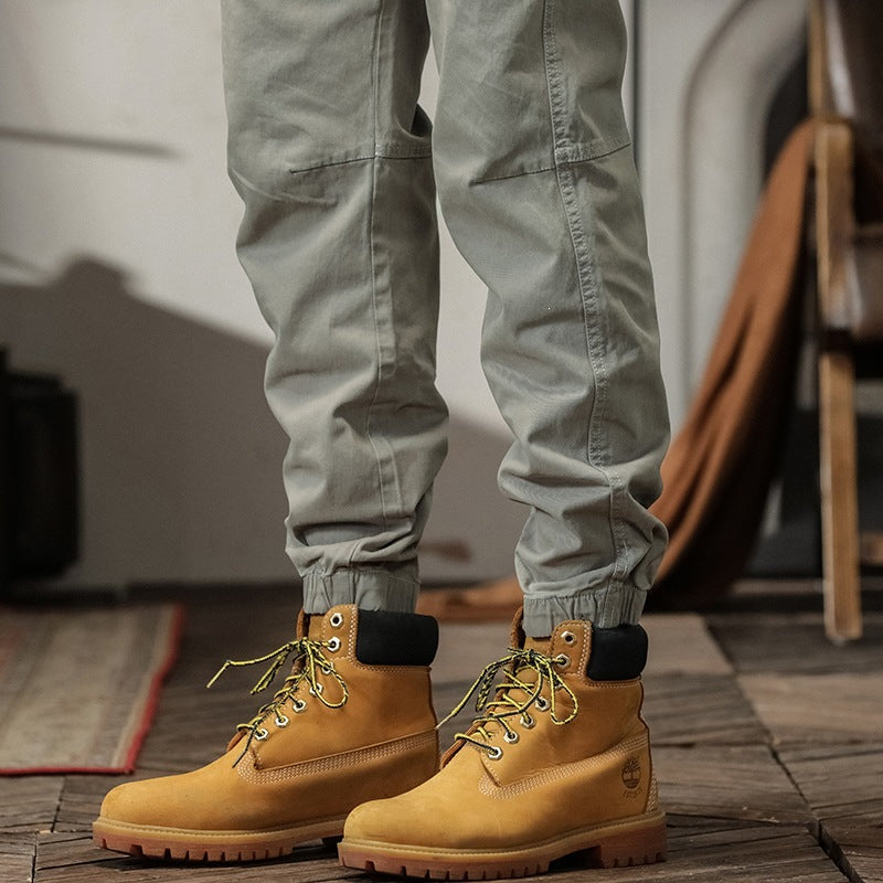 Herren Tapered Cargohose im Joggerstil mit Knie-Teilungsnähten, Tunnelzug & elastischen Bündchen Drune