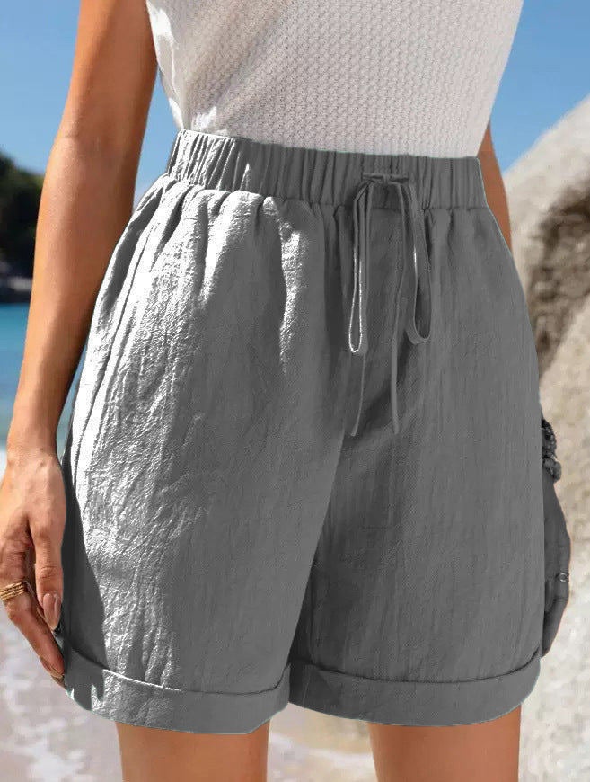 Damen Luftige Sommershorts mit elastischem Bund und Kordelzug Drune