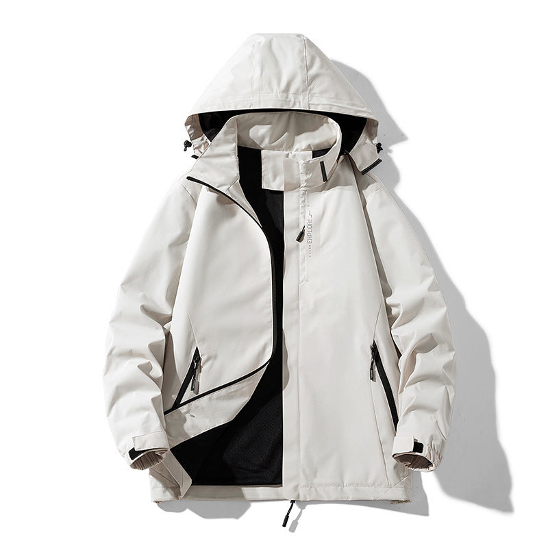 Damen wasserdichte Outdoorjacke mit atmungsaktivem Meshfutter, Reißverschlusstaschen und Klettmanschetten Drune