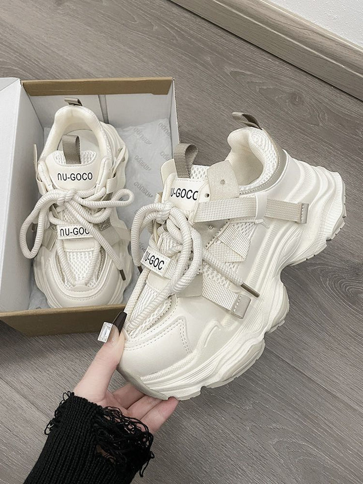 Damen Sportliche Chunky Sneakers mit atmungsaktiver Mesh-Oberfläche und innovativem Schnürsystem Drune