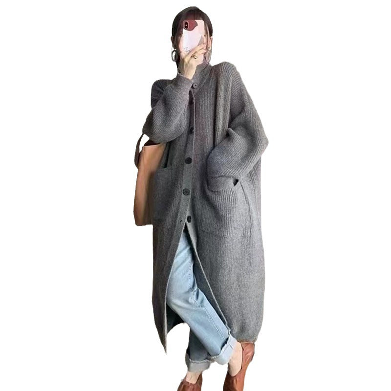 Damen Großer Strickcardigan mit Knopfverschluss und Taschen Drune