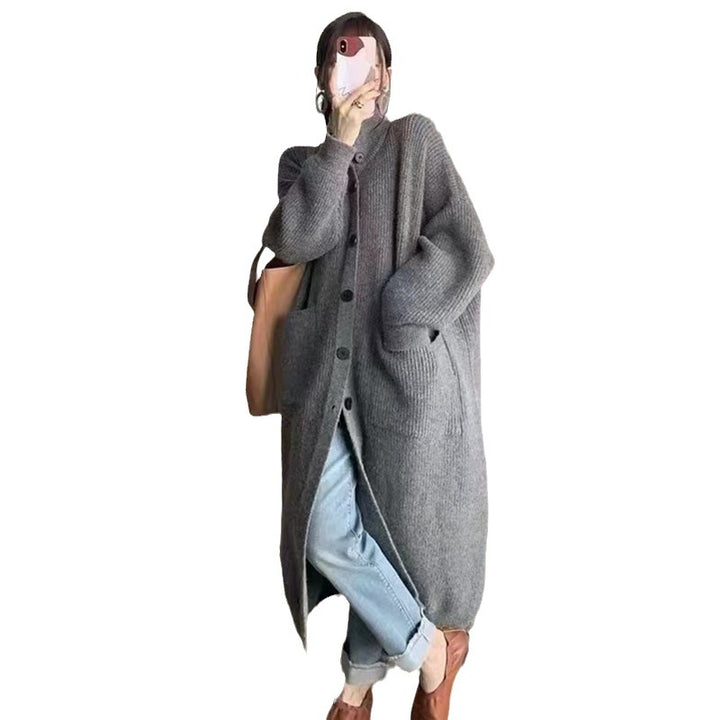 Damen Großer Strickcardigan mit Knopfverschluss und Taschen Drune