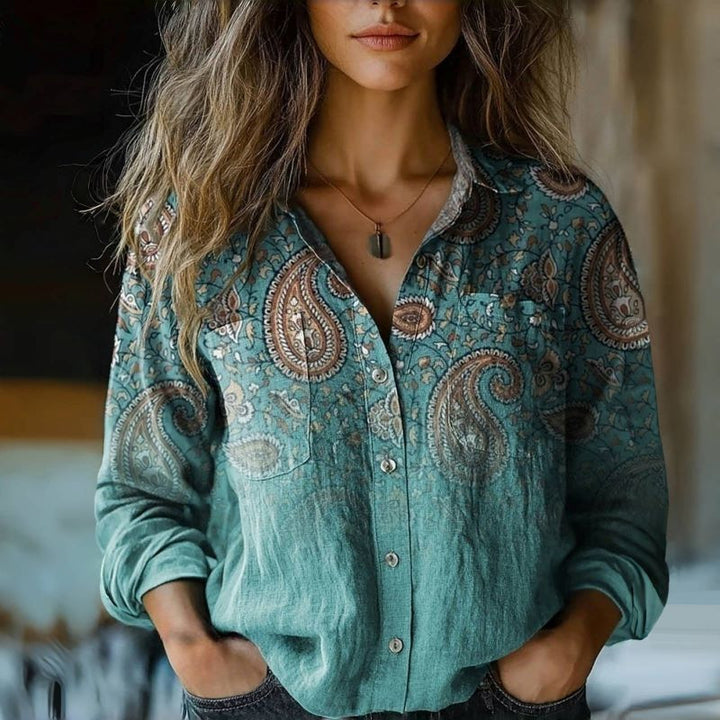 Damen Modische Bluse mit Paisleymuster Drune