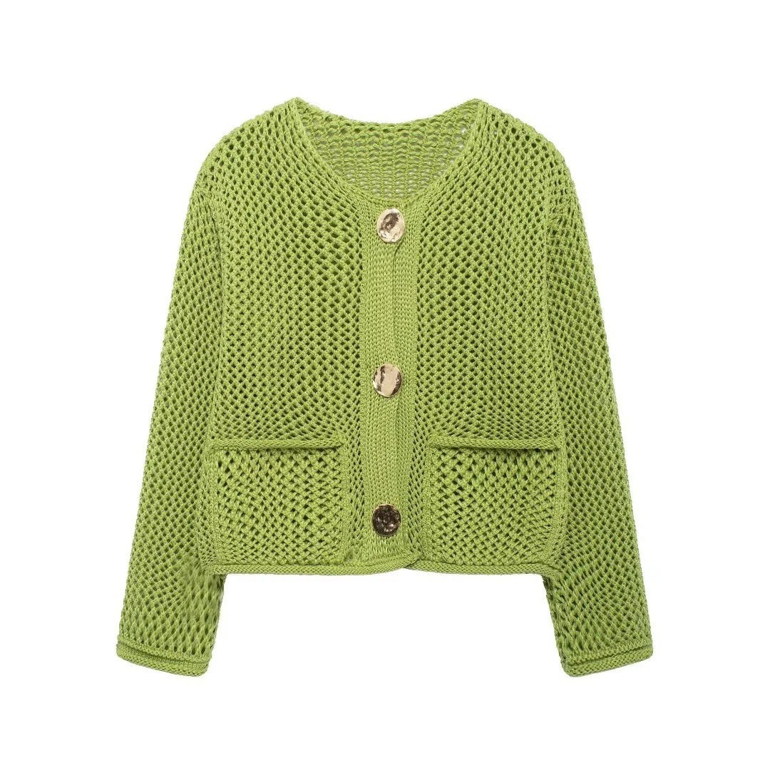 Damen Strickjacke mit dekorativen Knöpfen und praktischen Taschen Drune
