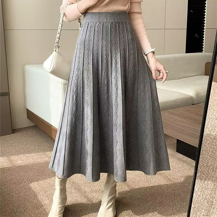 Damen Eleganter Maxirock mit feinem Strukturmuster Drune