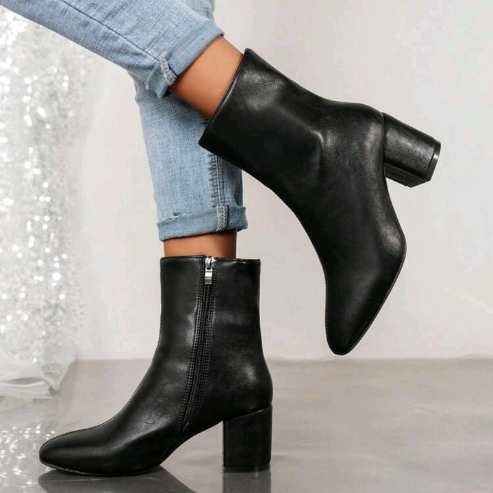 Damen Elegante und stilvolle Stiefeletten mit Blockabsatz Drune