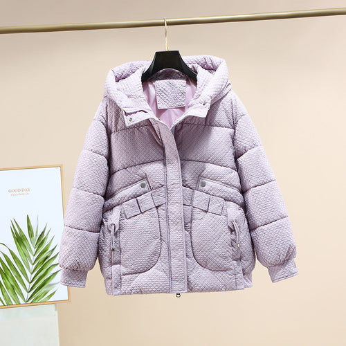 Damen Modische leichte Pufferjacke mit praktischen Taschen und Kapuze Drune