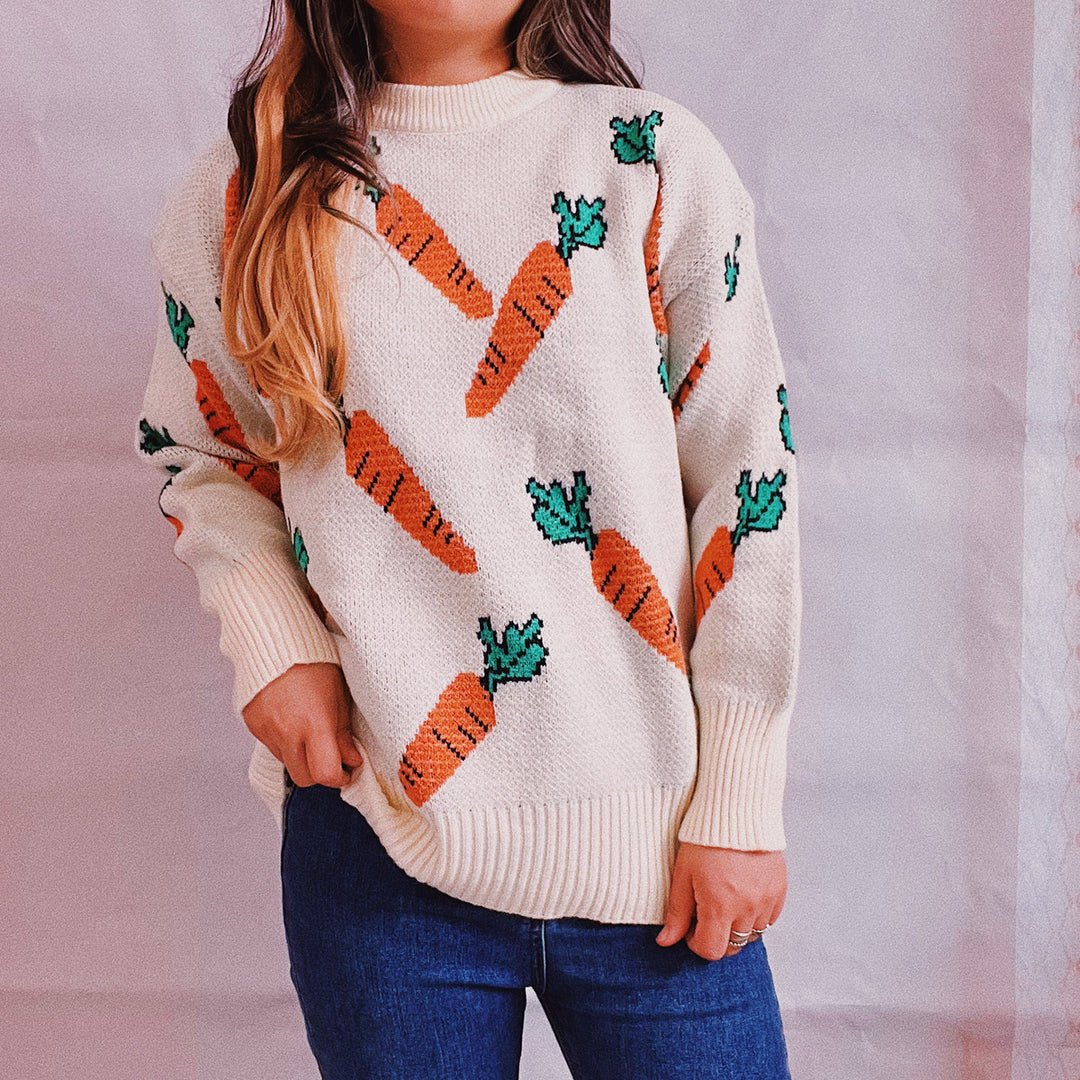 Damen Oversized Strickpullover mit Karottenmuster Drune