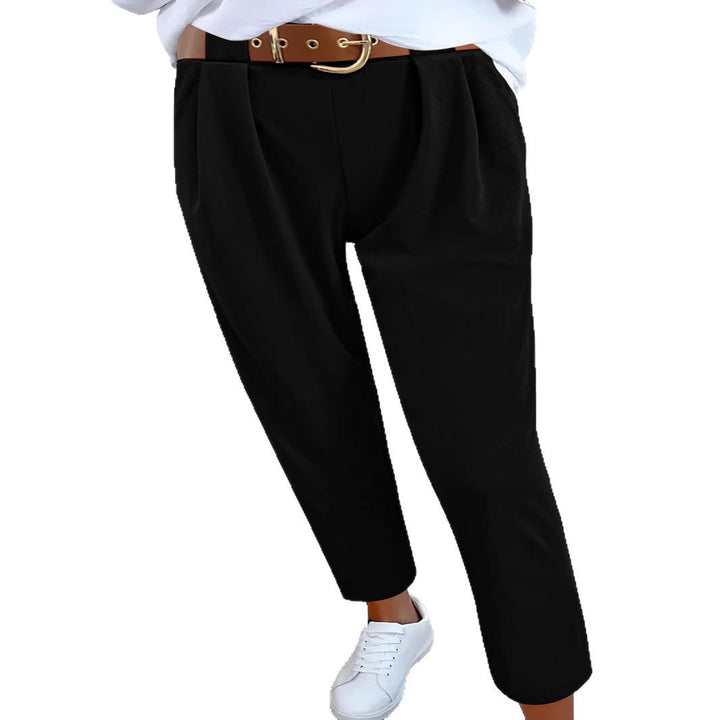Damen elegante High-Waist Hose mit dekorativen Falten und praktischen Taschen Drune