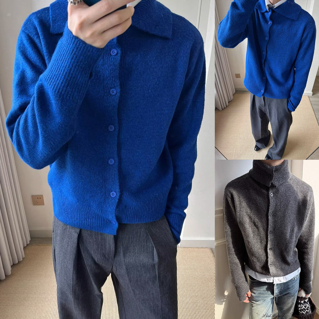 Herren Modische Strickjacke mit eleganter Knopfleiste Drune
