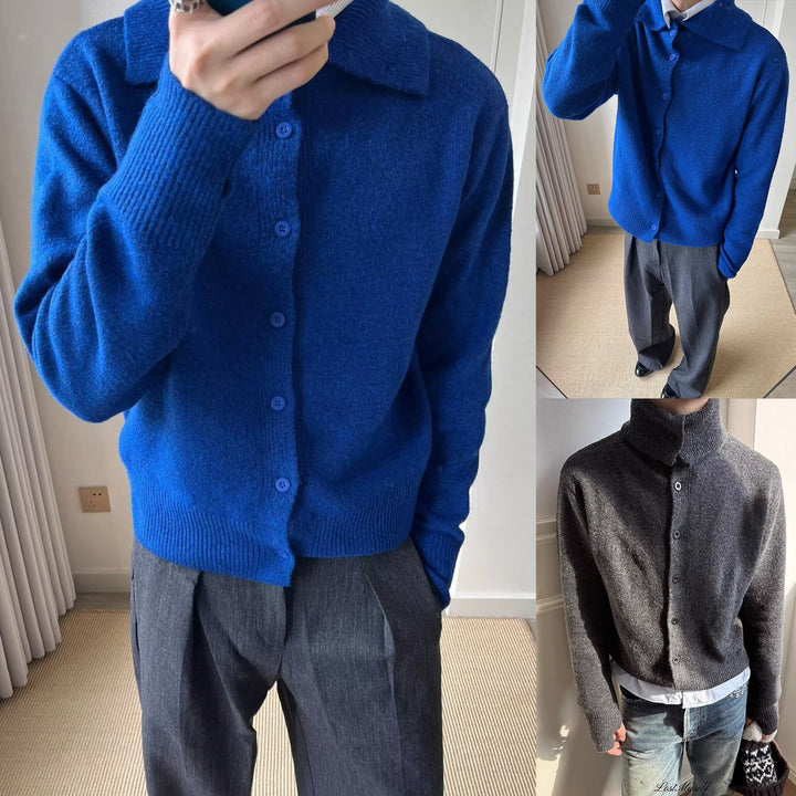 Herren Modische Strickjacke mit eleganter Knopfleiste Drune
