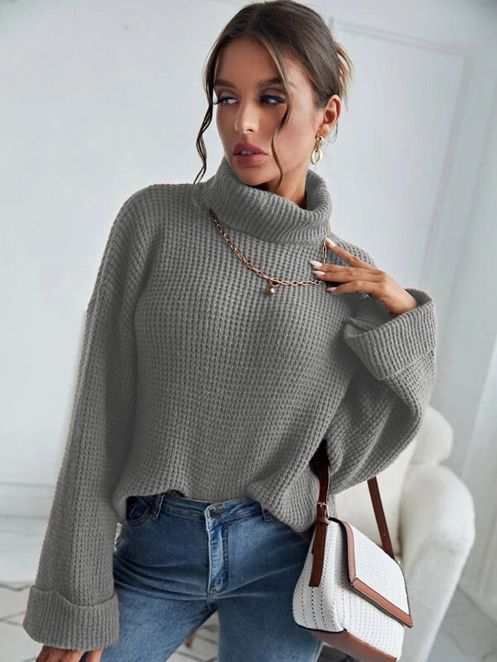 Damen Pullover mit hohem Kragen und strukturiertem Design Drune
