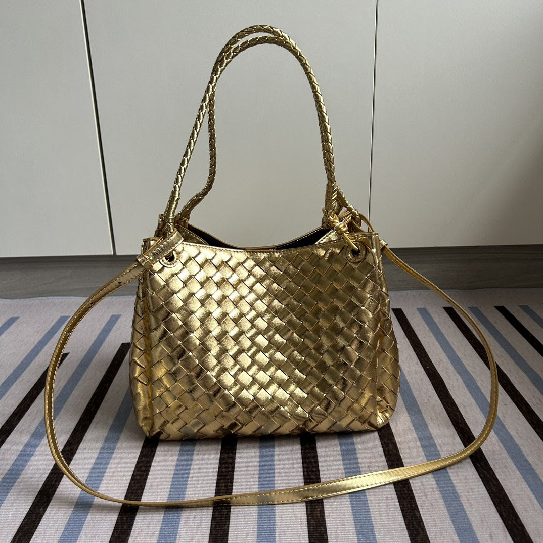 Damen Woven Leather Tote Bag mit verstellbarem Schultergurt Drune