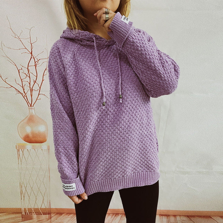Damen lockerer Hoodie mit strukturiertem Gewebe und modernem Kordelzug Drune