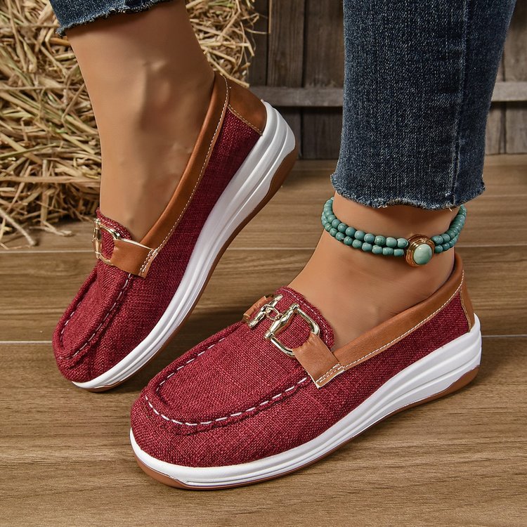 Damen Slip-On Clogs mit modischem Karomuster und elegantem Schnallen-Detail Drune