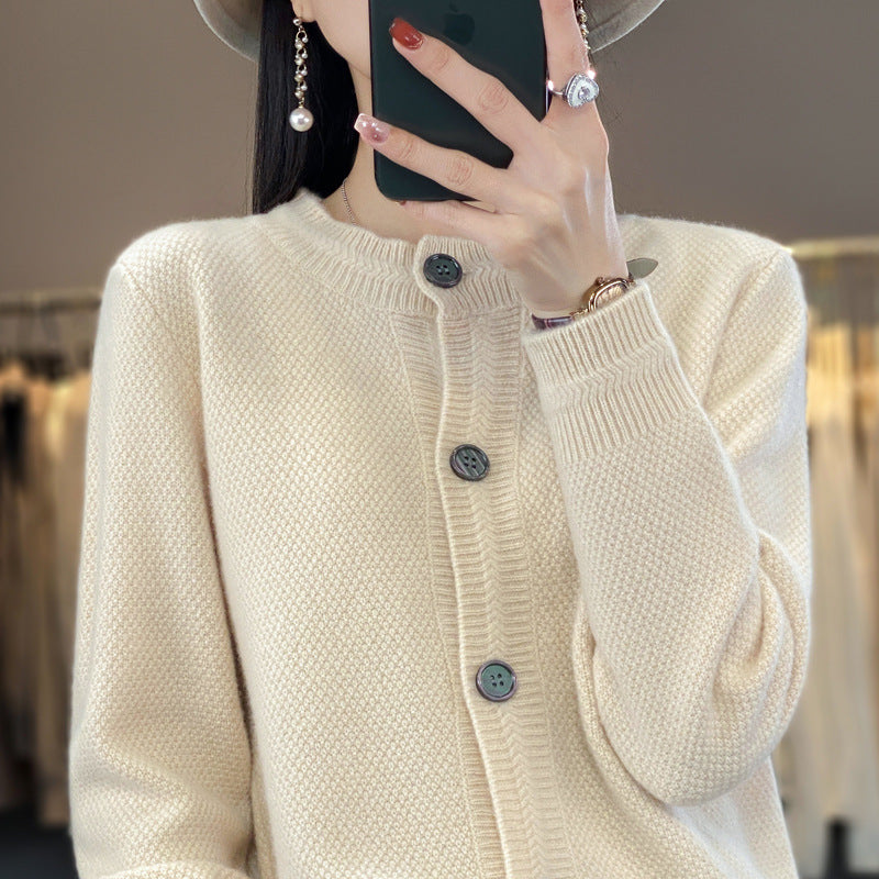 Damen Strukturierter Feinstrick-Cardigan mit kaschmirähnlicher Haptik, durchgehender Knopfleiste und kastiger Oversize‑Passform Drune