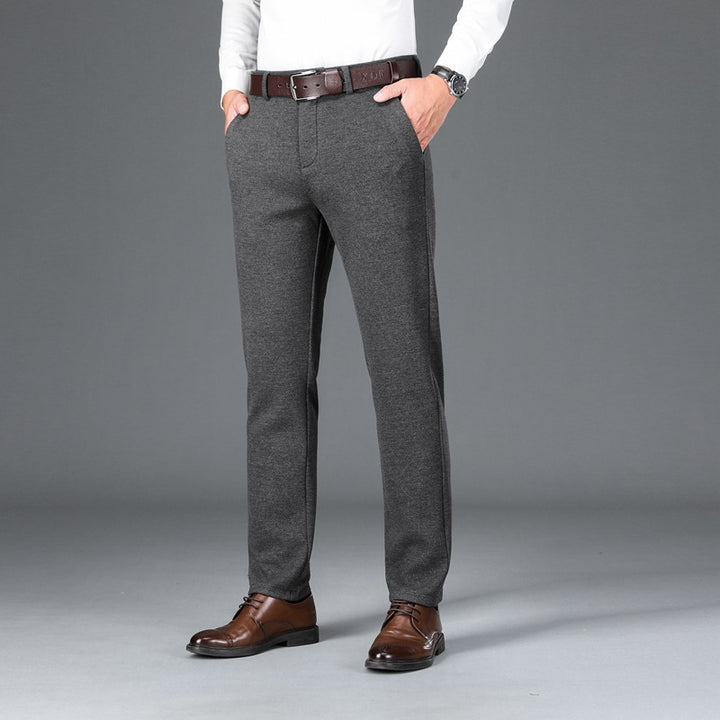Herren Elegante Stretch-Wolloptik-Hose mit geradem Schnitt und elastischem Bund Drune
