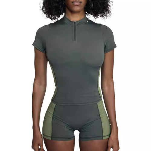 Damen sportliches Set mit kurzem Oberteil und Shorts Drune