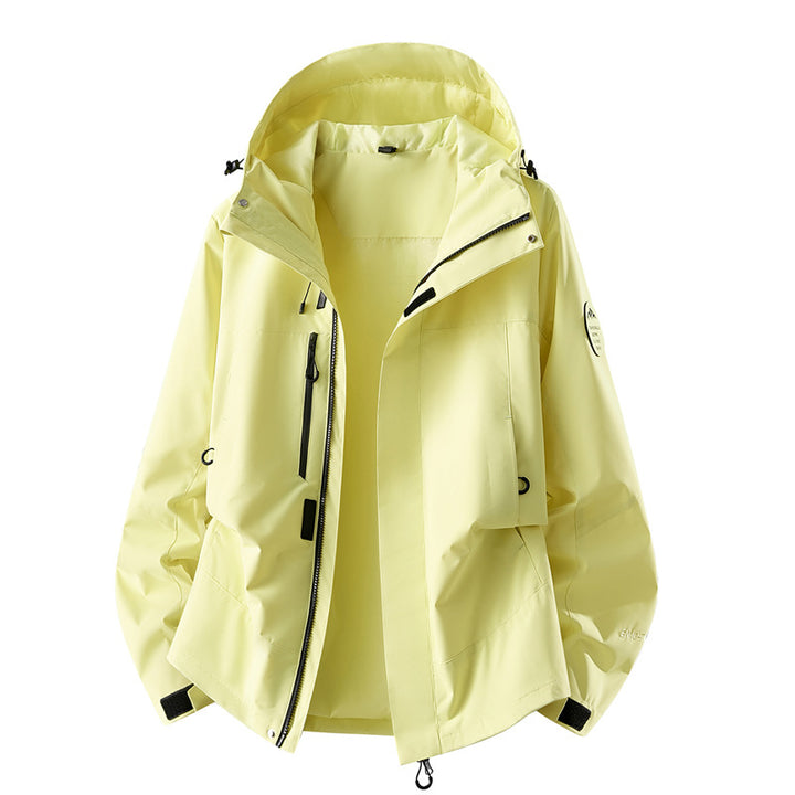 Damen technische dreilagige Softshell-Regenjacke mit getapten Nähten und Multifunktions-Taschen Drune