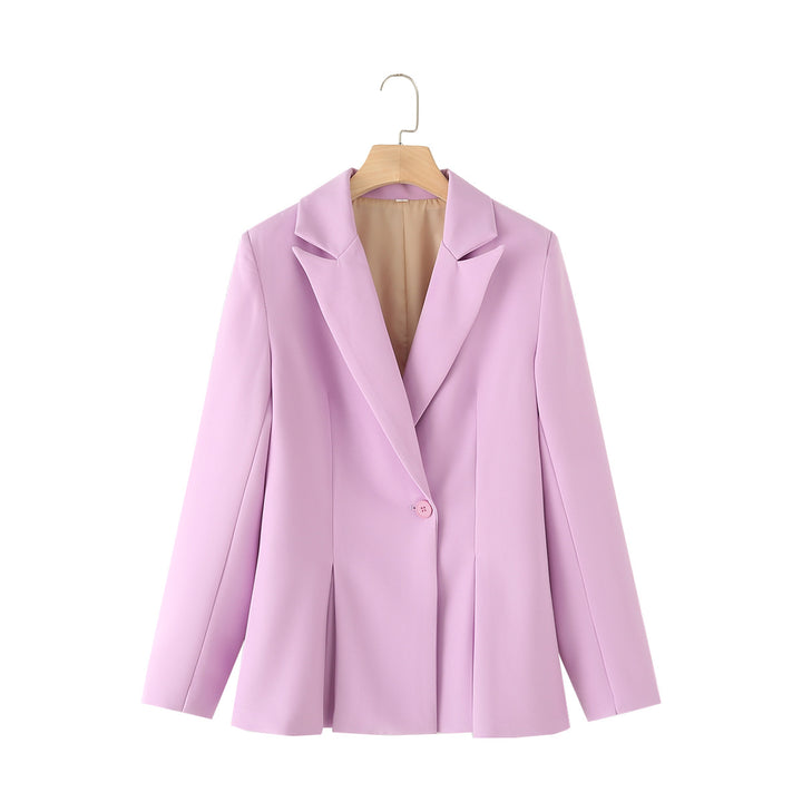 Damen nan taillierter Blazer mit Kellerfalten und Ein-Knopf-Verschluss Drune