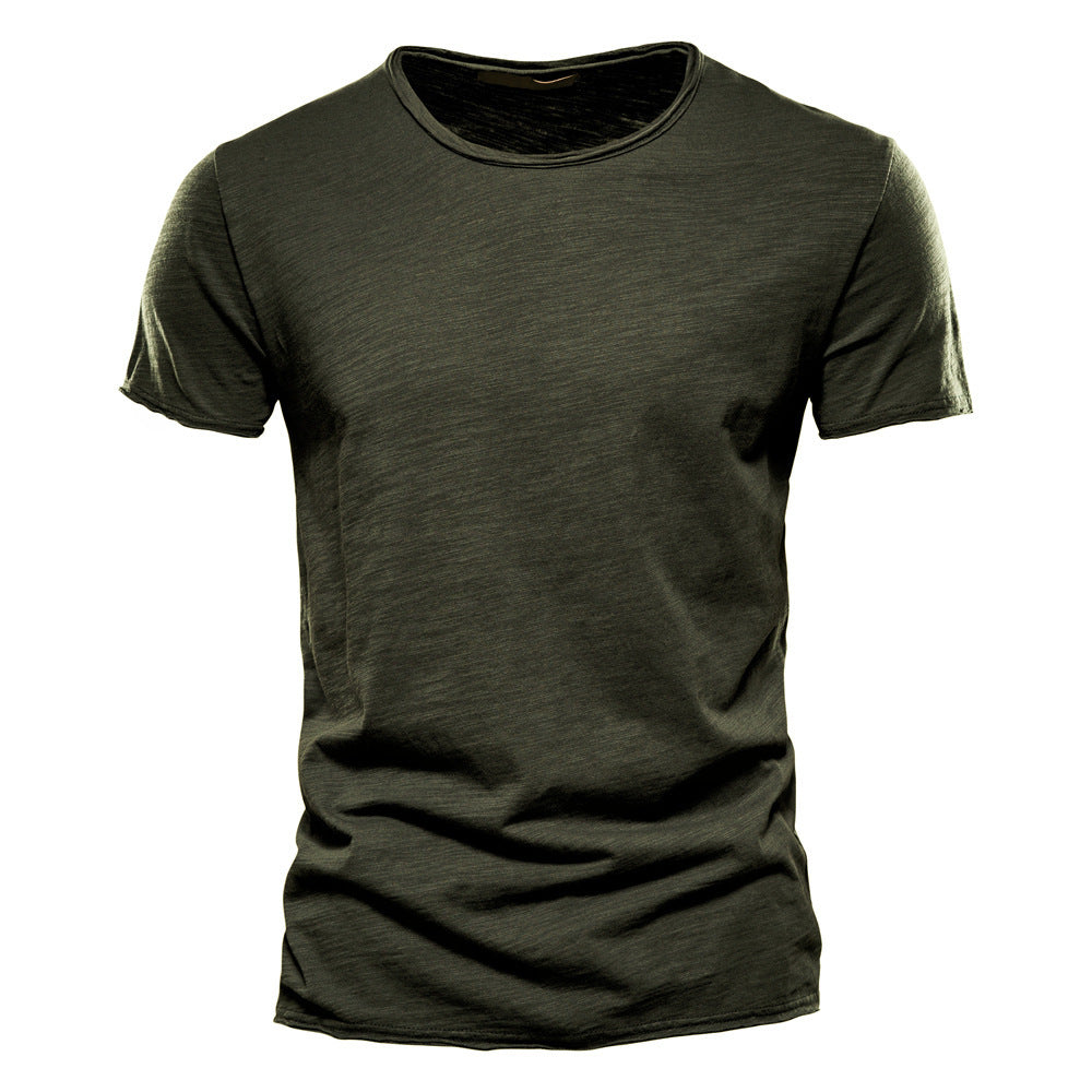 Herren nan leichtes Baumwolljersey Kurzarmshirt mit V-Ausschnitt und schmaler Passform Drune