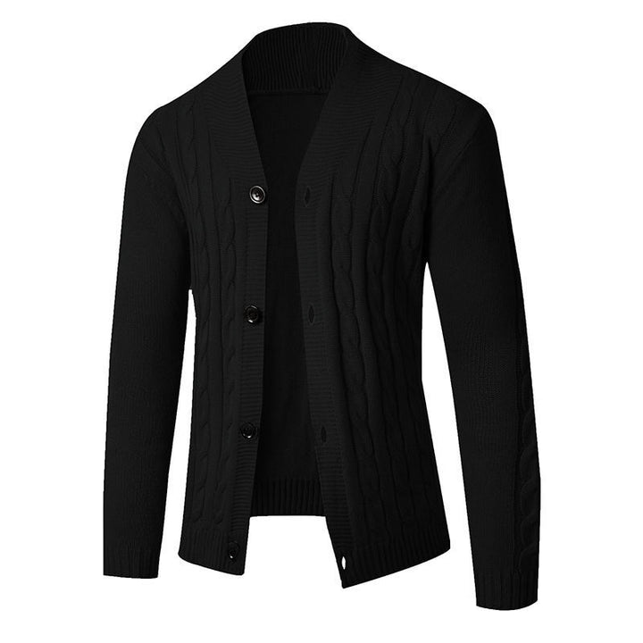 Herren Strickcardigan mit Schalkragen, Zopfmuster und Knopfleiste Drune