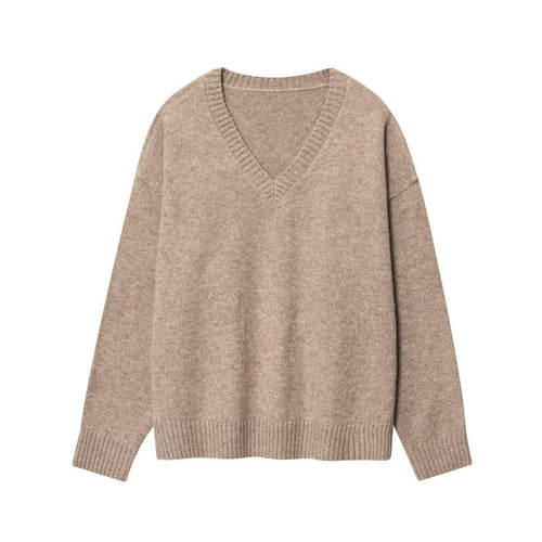 Damen gemütlicher V-Ausschnitt Pullover Drune