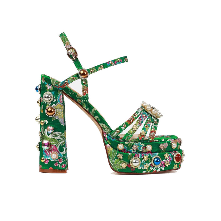 Damen Dekorative Hoch-Platform Sandalen mit Riemen Drune