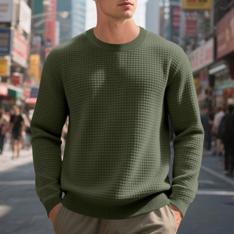 Herren nan strukturierter Strickpullover mit Waffelstruktur und Rundhalsausschnitt Drune