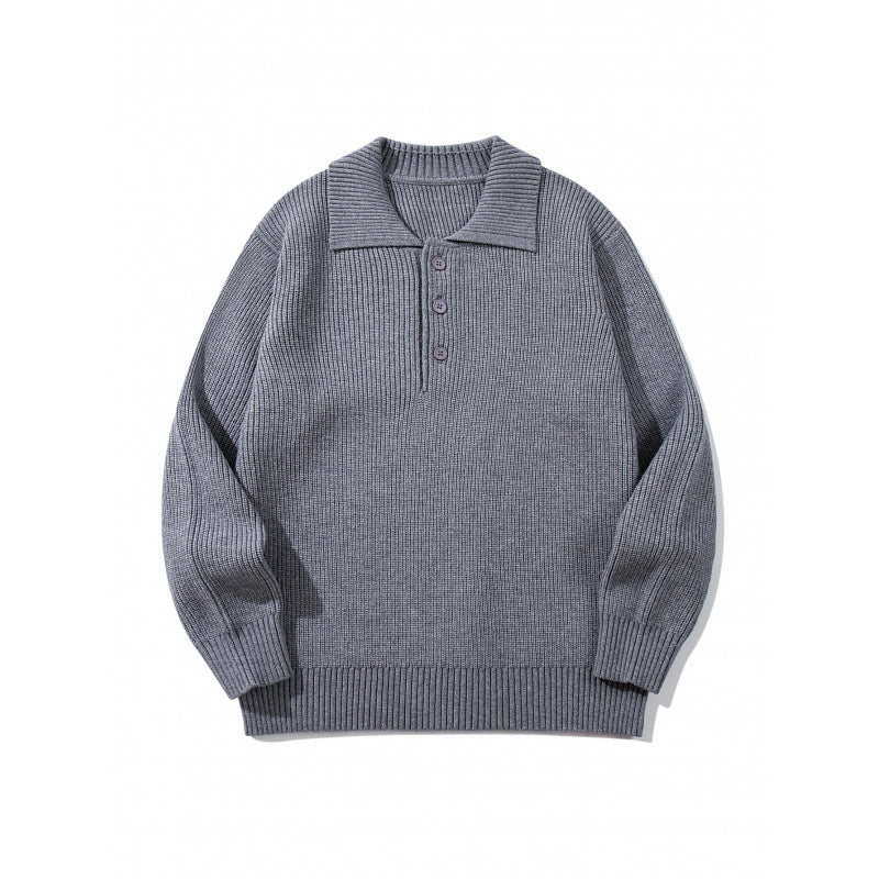 Herren Feinstrick-Polo-Pullover mit Hemdkragen, Knopfleiste und geripptem Saum Drune