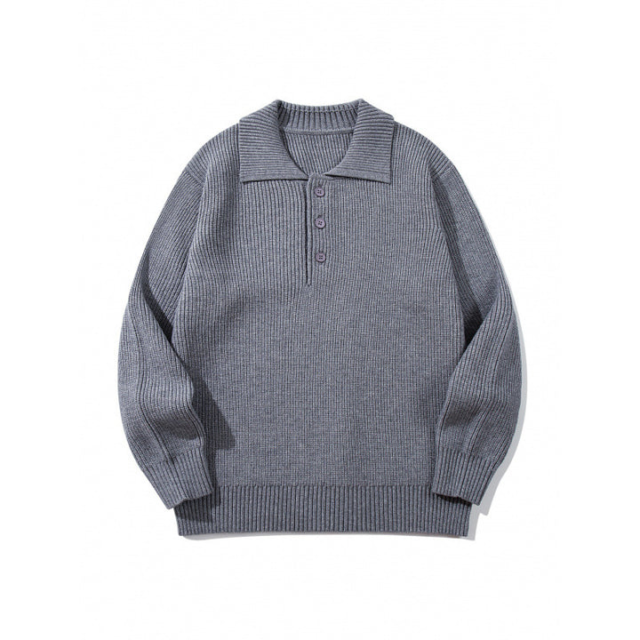 Herren Feinstrick-Polo-Pullover mit Hemdkragen, Knopfleiste und geripptem Saum Drune