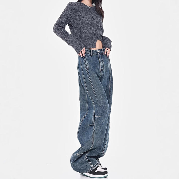 Damen Weite Denim-Hosen Drune