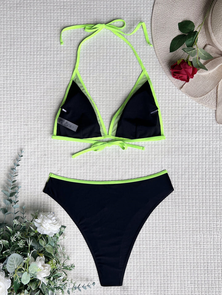 Damen Hoch geschnittener Bikini mit elegantem Farbkontrast Drune