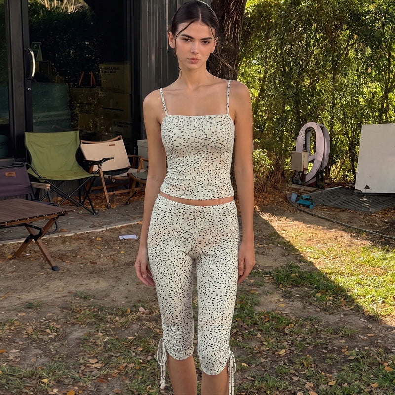 Damen Sportliches Set mit Spitzenträgern Drune