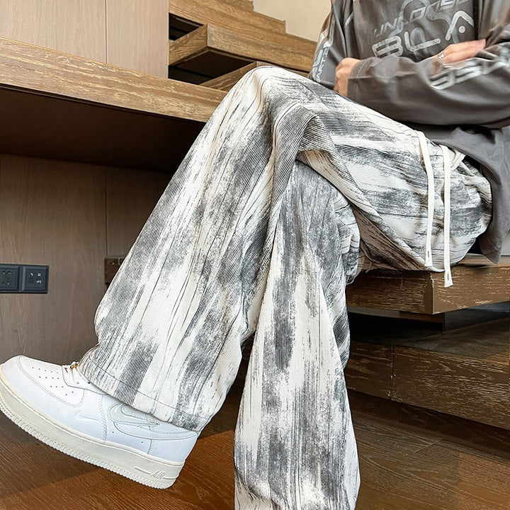 Herren Weit geschnittene Loungehose mit Marmorprint aus strukturiertem Jersey Drune
