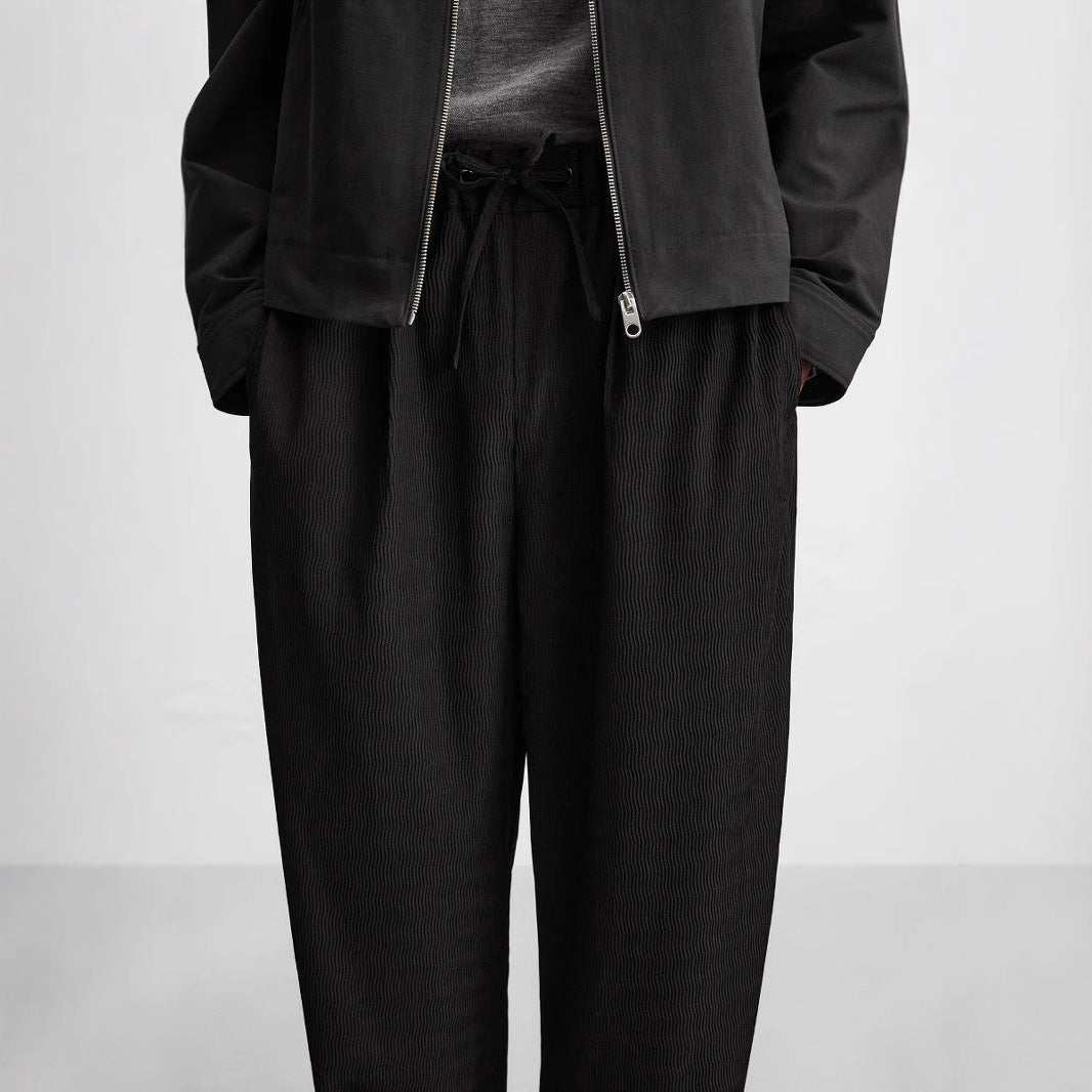 Herren Strukturierte Relaxed-Fit Hose mit Tunnelzugbund Drune