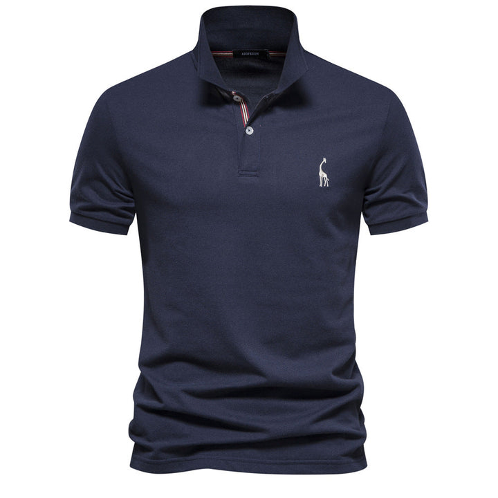 Herren klassisches Poloshirt aus atmungsaktiver Baumwolle mit modischem Kragen Drune