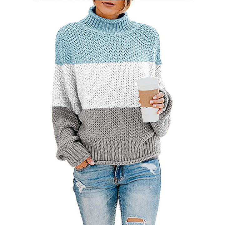 Damen nan grobstrick Rollkragenpullover mit Oversize-Schnitt und Blockstreifen-Optik Drune