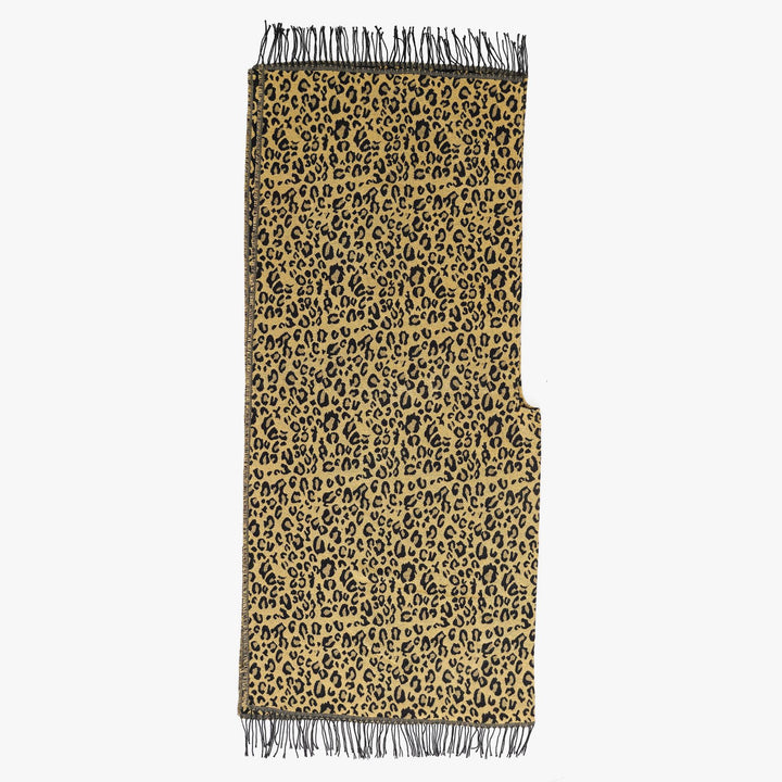 Damen Weichfallender Strick‑Überwurf im Leopardenjacquard mit Fransensaum Drune