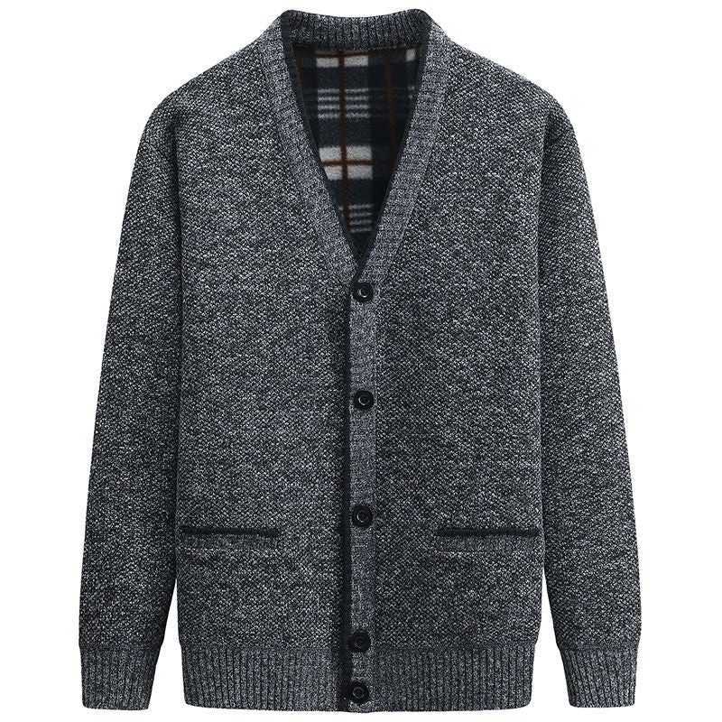 Herren Strickjacke mit kariertem Innenfutter und praktischen Taschen Drune