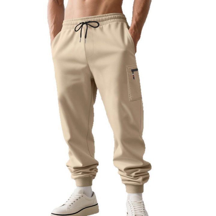 Herren lässige Jogginghose mit Cargo-Reißverschlusstasche, elastischem Bund und gerippten Bündchen Drune