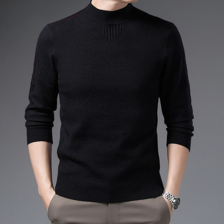 Herren Slim-Fit Strukturierter Feinstrickpullover mit kurzem Schlauchkragen und gerippten Säumen Drune