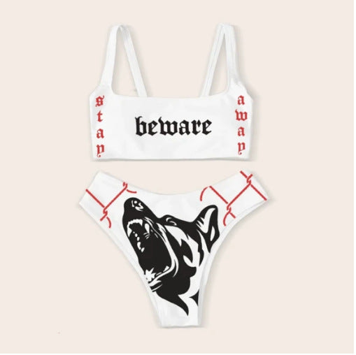 Damen Bandeau Bikini-Set mit auffälligem Grafikdruck Drune