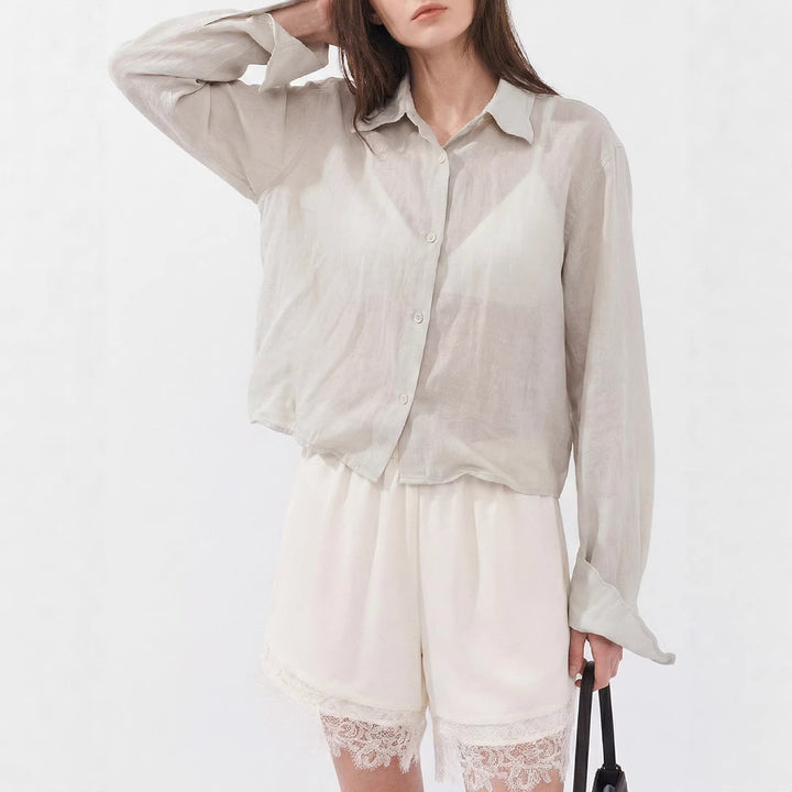 Damen Elegante und leichte Bluse mit Knopfdetails Drune