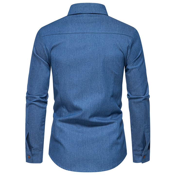 Herren Jeanshemd mit Western‑Yoke, aufgesetzten Brusttaschen und schmaler Casual‑Passform Drune