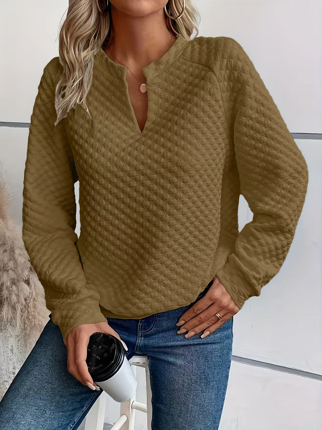 Damen Modischer Stehkragen Pullover Drune