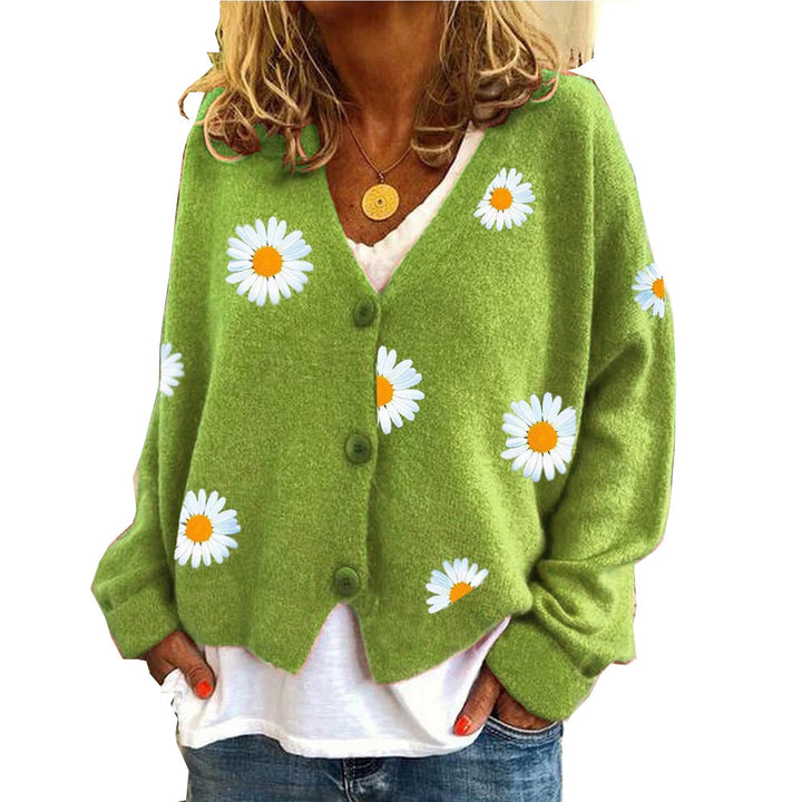 Damen Strickcardigan mit Gänseblümchen-Stickerei Drune