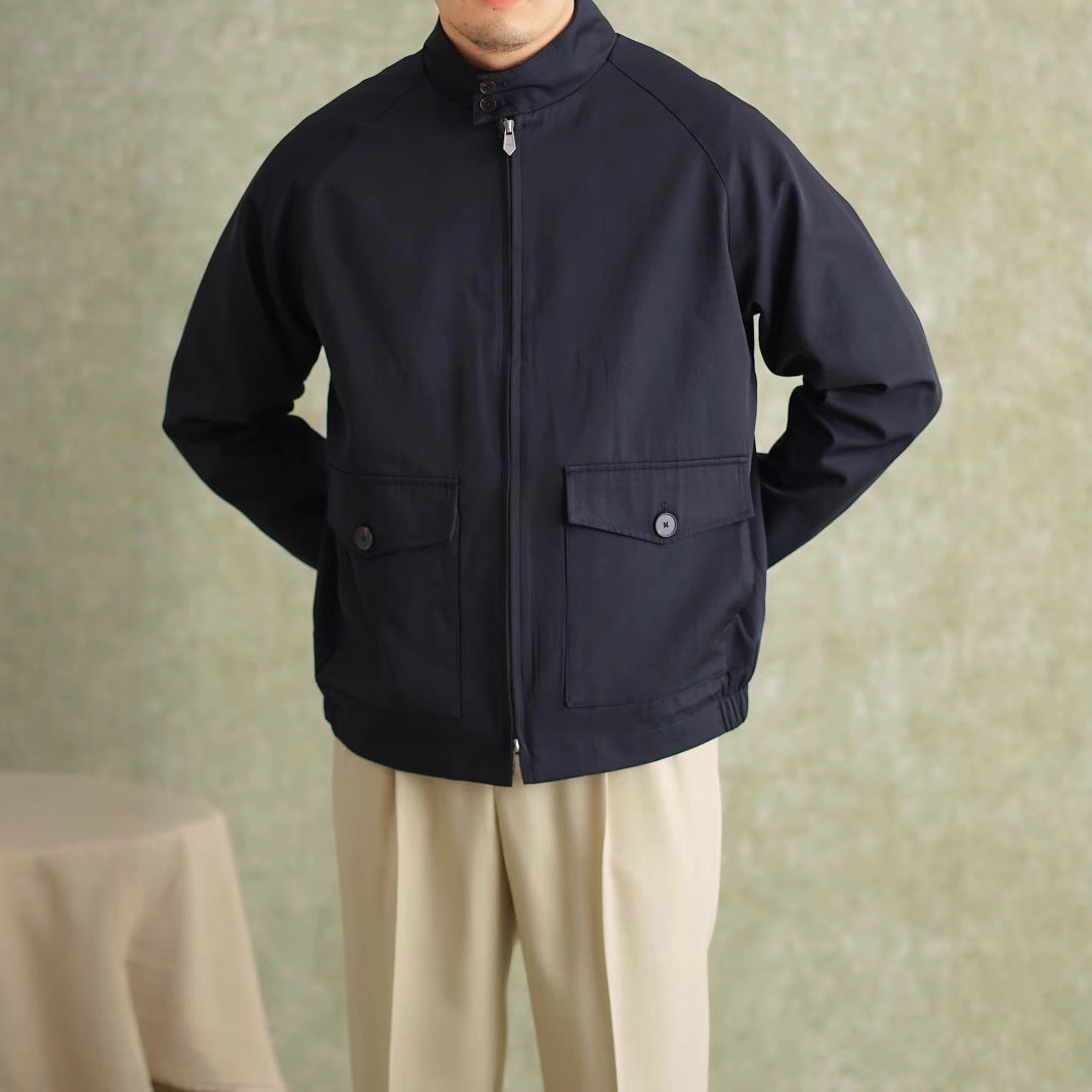 Herren Harrington-Jacke mit Cordkragen und aufgesetzten Pattentaschen Drune
