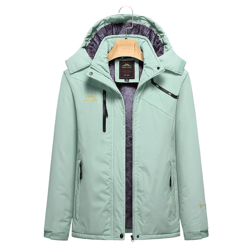 Damen Wattierte Winterjacke mit Fleece‑Innenfutter, abnehmbarer Kapuze und wasserdichter Softshell-Außenlage Drune
