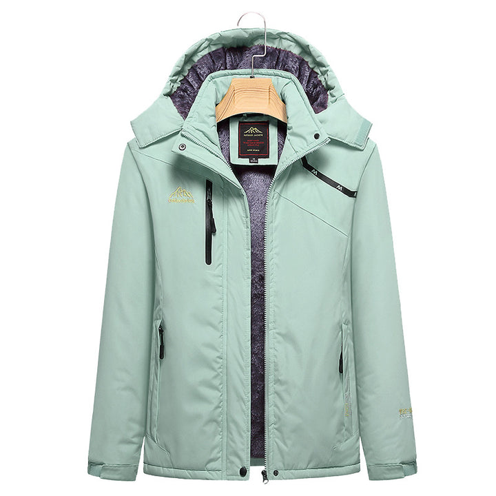 Damen Wattierte Winterjacke mit Fleece‑Innenfutter, abnehmbarer Kapuze und wasserdichter Softshell-Außenlage Drune